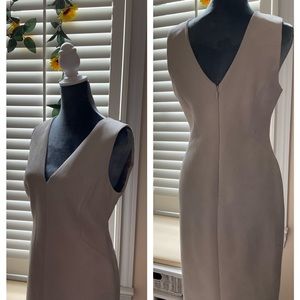 BCBG Max Azria Faux Suede Doube V Neck Dress in Beige size Medium